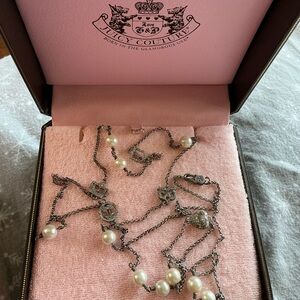 Rare Juicy Couture Vintage Silver ,Pearl and Rhinestone Necklace